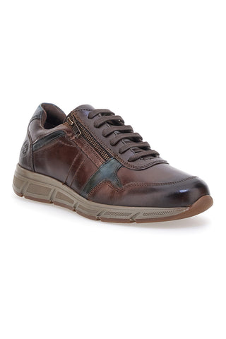Scarpe da uomo marroni in pelle con zip Andrea Bruni AM901
