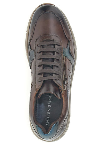 Scarpe da uomo marroni in pelle con zip Andrea Bruni AM901