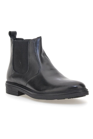 Pittarello Focus 042 Schwarze Leder-Beatles-Ankle-Boots mit elastischen Einsätzen