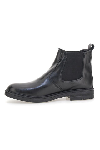 Pittarello Focus 042 Schwarze Leder-Beatles-Ankle-Boots mit elastischen Einsätzen
