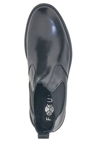 Pittarello Focus 042 Schwarze Leder-Beatles-Ankle-Boots mit elastischen Einsätzen