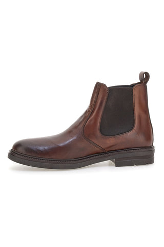 Pittarello Focus 042 braune Leder-Ankle-Boots mit elastischen Einsätzen