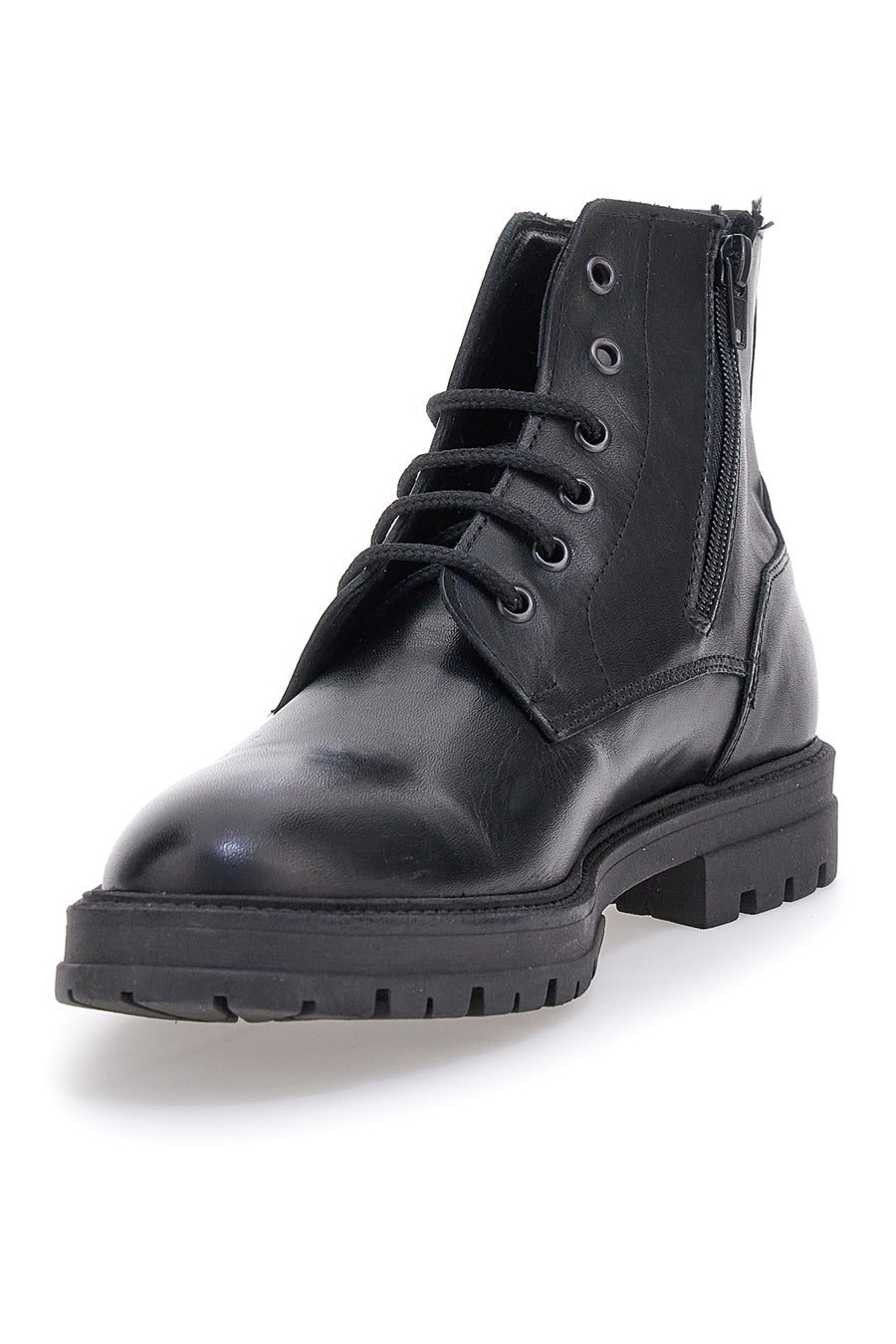 Anfibi neri in vera pelle con suola carrarmato Pittarello 11 da