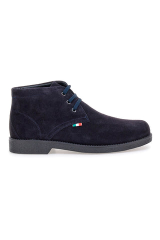 Polacchini blu in camoscio con bandierina tricolore Pittarello 2810