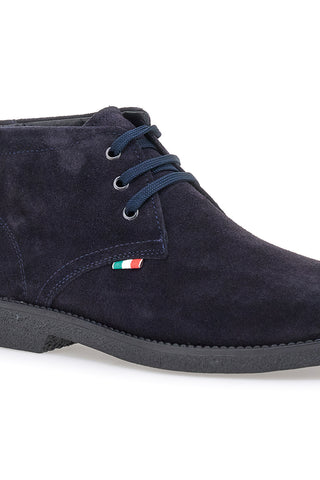 Polacchini blu in camoscio con bandierina tricolore Pittarello 2810