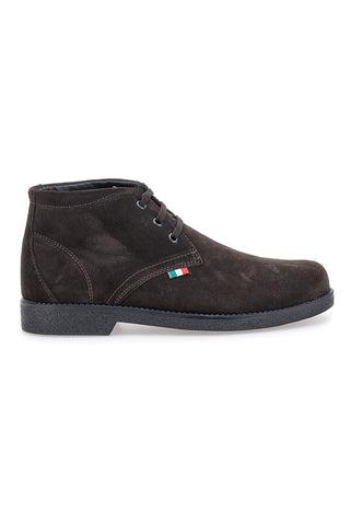 Polacchini marroni in camoscio con bandierina tricolore Pittarello 2810