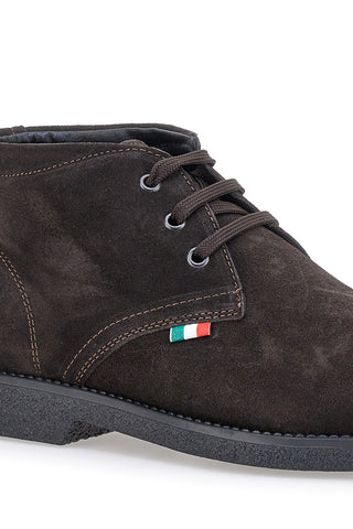 Polacchini marroni in camoscio con bandierina tricolore Pittarello 2810