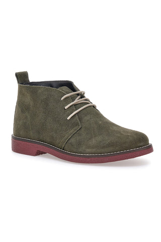 Pittarello 322 grüne Stiefeletten aus echtem Leder mit burgunderfarbener Sohle