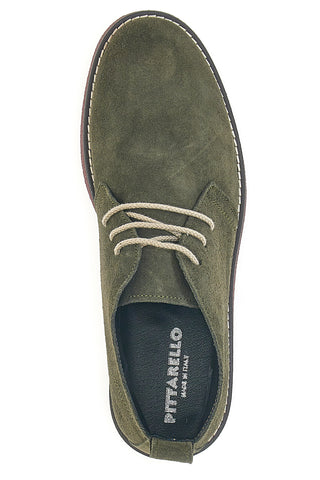 Polacchini verdi in vera pelle con suola bordeaux Pittarello 322