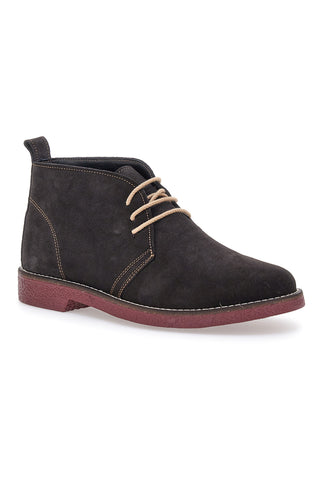 Braune Stiefeletten aus echtem Leder mit burgunderfarbener Sohle Pittarello 322