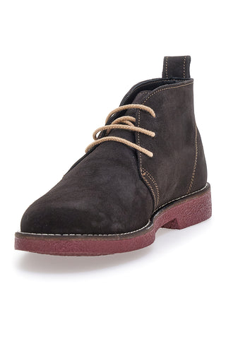Braune Stiefeletten aus echtem Leder mit burgunderfarbener Sohle Pittarello 322