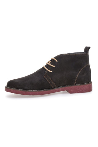 Braune Stiefeletten aus echtem Leder mit burgunderfarbener Sohle Pittarello 322