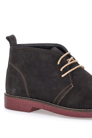 Braune Stiefeletten aus echtem Leder mit burgunderfarbener Sohle Pittarello 322
