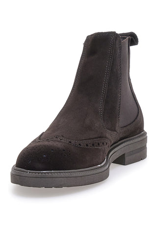 Stivaletti Beatles marroni in camoscio con lavorazione brogue Pittarello 44