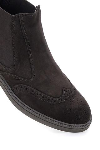 Stivaletti Beatles marroni in camoscio con lavorazione brogue Pittarello 44