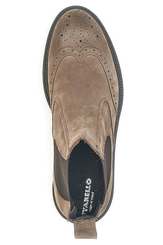 Stivaletti Beatles tortora in camoscio con lavorazione brogue Pittarello 44