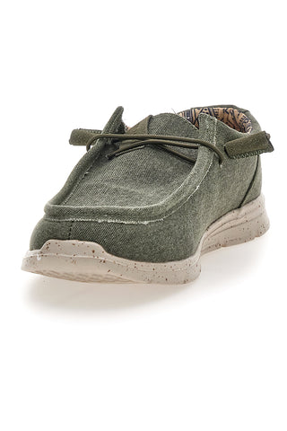 Herren Freizeitschuhe aus grünem Stoff Sevenoaks PK1147O