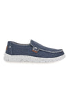 Blaue Stoffslipper mit leichter Max Dillan-Sohle MXM419907