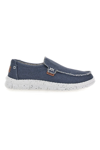 Blaue Stoffslipper mit leichter Max Dillan-Sohle MXM419907