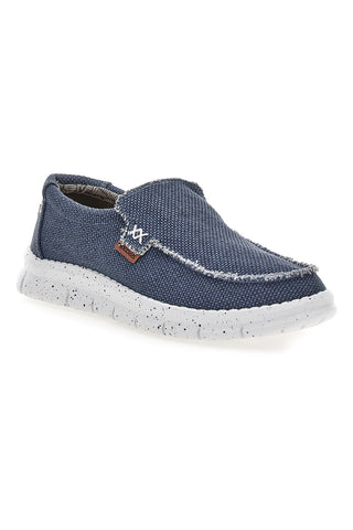 Blaue Stoffslipper mit leichter Max Dillan-Sohle MXM419907