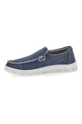 Blaue Stoffslipper mit leichter Max Dillan-Sohle MXM419907