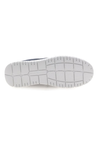 Blaue Stoffslipper mit leichter Max Dillan-Sohle MXM419907