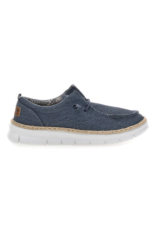 Blaue Stoff Slipper mit Max Dillan Schnürsenkeln WALLY BIG CVS