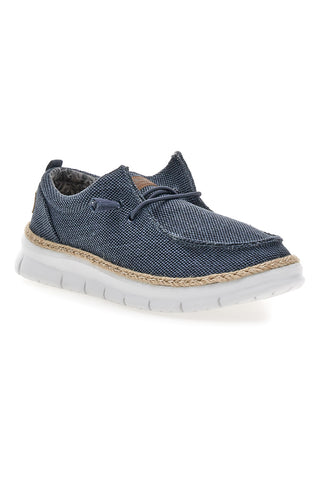 Blaue Stoff Slipper mit Max Dillan Schnürsenkeln WALLY BIG CVS