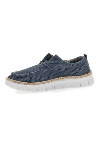Blaue Stoff Slipper mit Max Dillan Schnürsenkeln WALLY BIG CVS