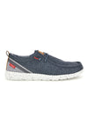 Blaue Stoff-Slipper mit Ferre-Schnürsenkeln FU330