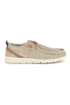 Mocassini beige in tessuto con lacci Ferre FU330