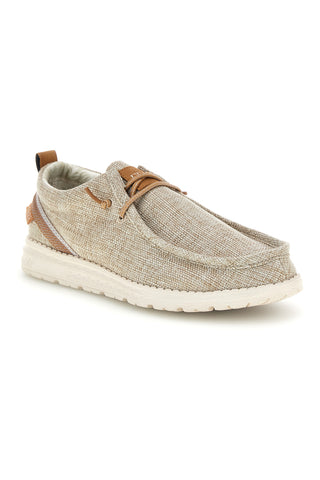 Mocassini beige in tessuto con lacci Ferre FU330