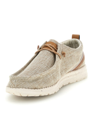 Mocassini beige in tessuto con lacci Ferre FU330