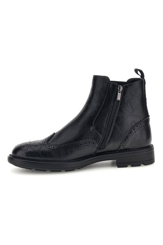 Stivaletti Chelsea neri effetto stropicciato con decori brogue Johes land 9Y1736