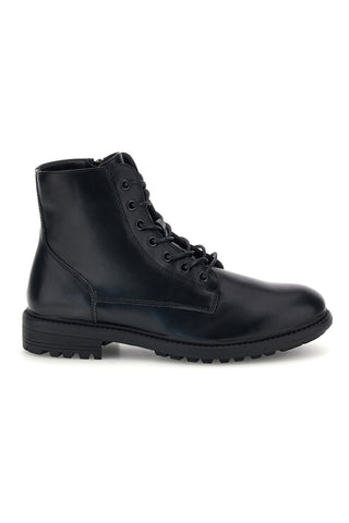 Schwarze Schnürstiefeletten mit Reißverschluss und Profilsohle von Johes Land 200381