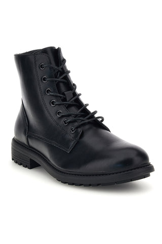 Schwarze Schnürstiefeletten mit Reißverschluss und Profilsohle von Johes Land 200381
