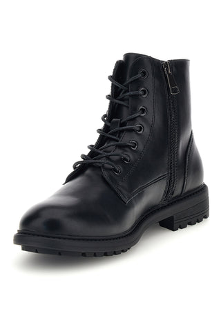 Schwarze Schnürstiefeletten mit Reißverschluss und Profilsohle von Johes Land 200381