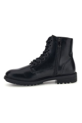 Schwarze Schnürstiefeletten mit Reißverschluss und Profilsohle von Johes Land 200381