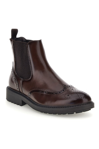 Stivaletti marroni Chelsea con lavorazione brogue Johes Land 1681312