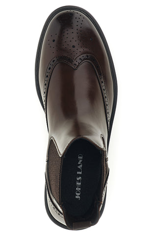 Stivaletti marroni Chelsea con lavorazione brogue Johes Land 1681312