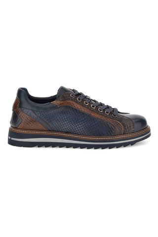 Sneaker Blu e Marrone in Pelle con Dettaglio Pitonato Pittarello eco 26276002