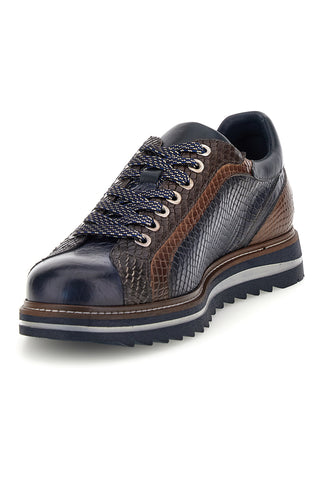 Sneaker Blu e Marrone in Pelle con Dettaglio Pitonato Pittarello eco 26276002