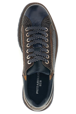 Sneaker Blu e Marrone in Pelle con Dettaglio Pitonato Pittarello eco 26276002
