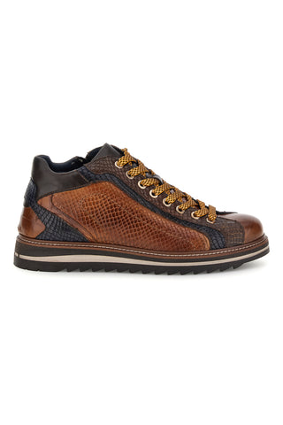 Hohe Schnürschuhe aus braunem Leder mit Python-Optik von Pittarello, Modell 26276052