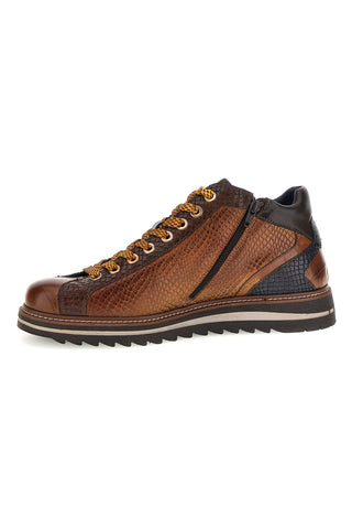 Hohe Schnürschuhe aus braunem Leder mit Python-Optik von Pittarello, Modell 26276052