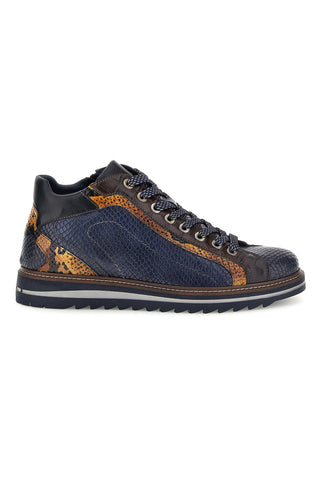 Stringete Alte Blu in Pelle con Dettaglio Pitonato Pittarello eco 26276052