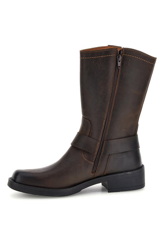 Braune Biker-Stiefel aus Leder mit Riemen und Nieten von Pittarello, Art.-Nr. 262590058