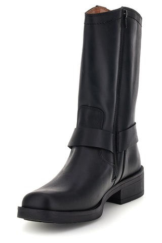 Schwarze Biker-Stiefel aus Leder mit Riemen und Nieten, Pittarello Eco 262590058