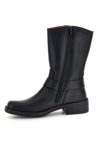 Schwarze Biker-Stiefel aus Leder mit Riemen und Nieten, Pittarello Eco 262590058