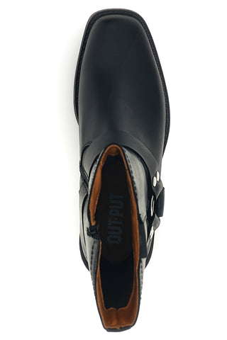 Schwarze Biker-Stiefel aus Leder mit Riemen und Nieten, Pittarello Eco 262590058